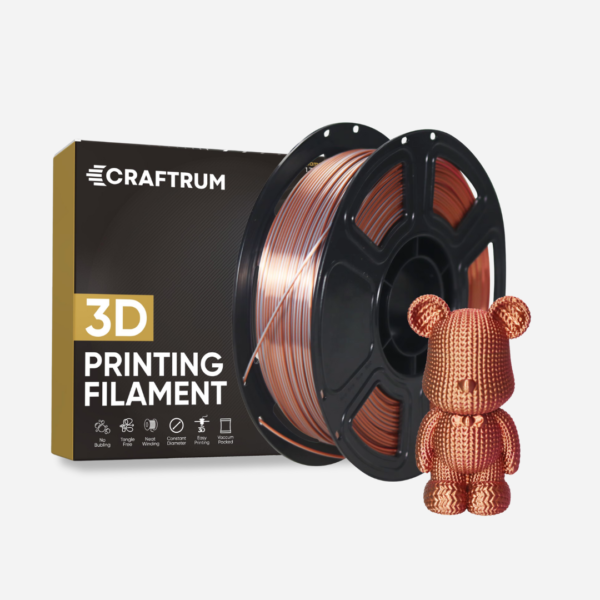 CRAFTRUM PLA Silk Triple Color filament za 3D tisk – trojni barvni preliv in svilnat sijaj za vizualno izstopajoče modele